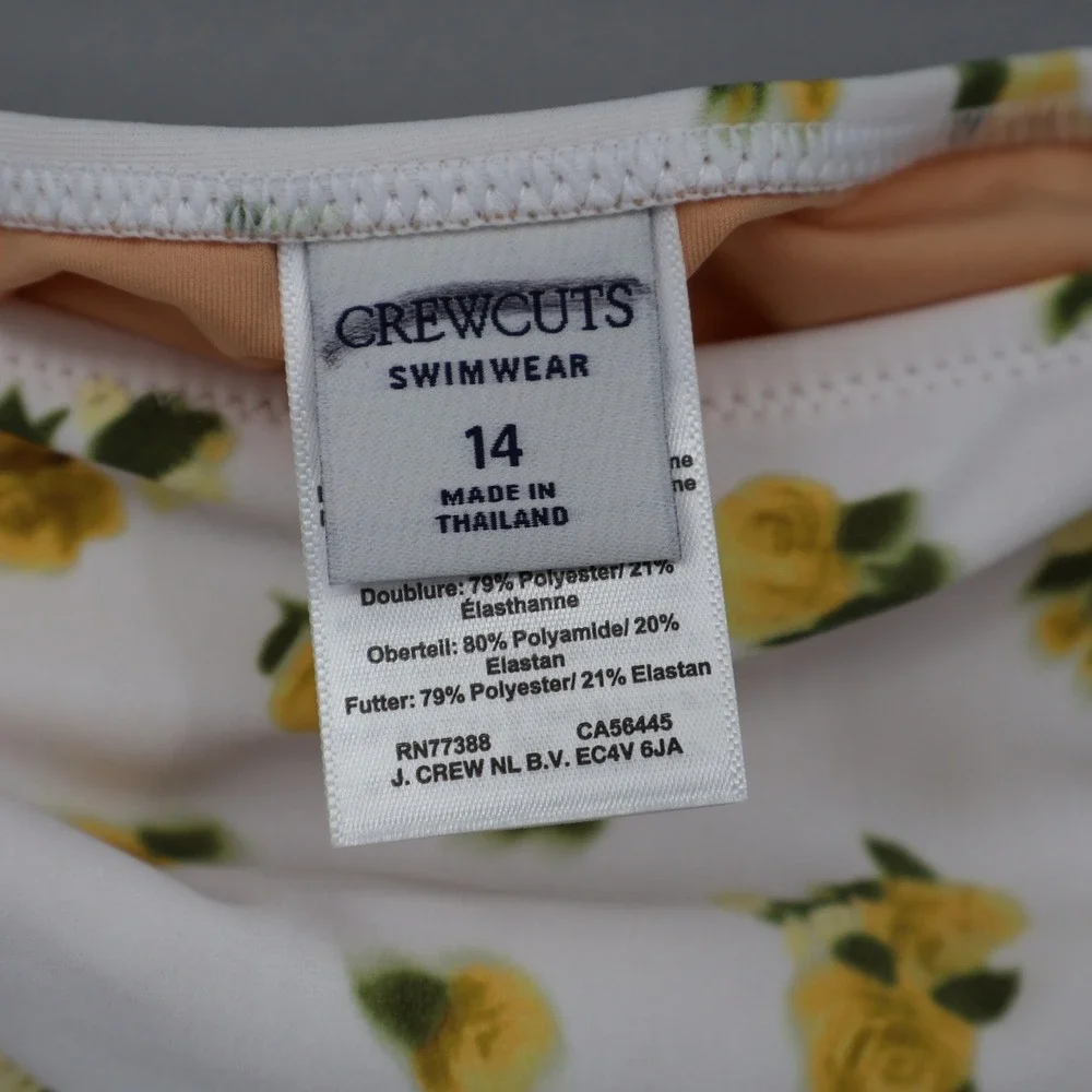 Crewcuts Swimsuit Bottoms Girls 14 White Yellow Floral Print Beach Cruise‎ NWT
